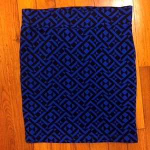 Blue and Black Patterned Mini Skirt